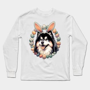 Finnish Lapphund Celebrates Easter with Bunny Ears Long Sleeve T-Shirt